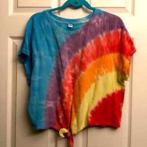 Tie dye front tie shirt